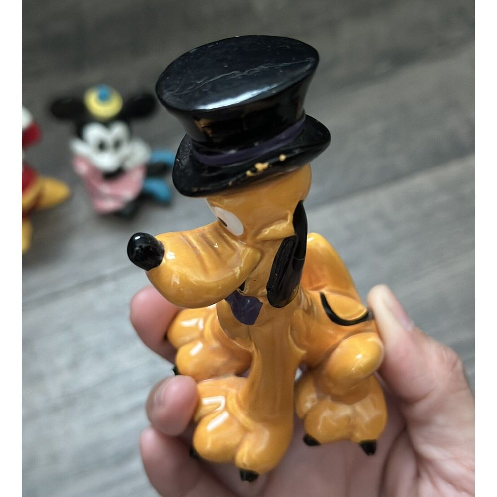 Vintage - Ceramic Fantasia Minnie Mouse Pluto Top Hat Figurine - Picture 8 of 16
